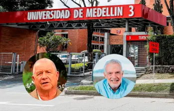 En la reunión de la Consiliatura cuya votación quedó anulada dio lugar a la entrada del actual rector, Néstor Hincapié (izq.) y a la salida de Federico Restrepo. FOTO: EL COLOMBIANO