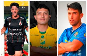 Cristian Álvarez, Jonathán Herrera y Henry Plazas, tres de los afectados por la reducción de cupos en el fútbol colombiano. FOTOS CORTESÍA Y DIMAYOR