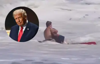 El presidente Donald Trump anunció que invitará a la Casa Blanca al salvavidas de 16 años Ryder Williams, quien rescató a un niño de 10 años atrapado por el fuerte oleaje en una playa de California. FOTO: Captura de video, AFP.