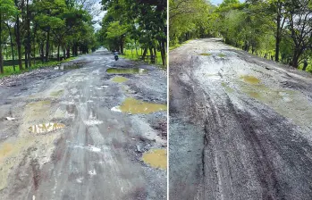 Este es el estado de la vía que conecta a la subregión de Urabá con el departamento de Córdoba: tiene huecos inmesos que han sido denunciados por años por las comunidades y líderes políticos. FOTO CORTESÍA