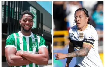El defensor central Andrés Reyes y el extremo Ian Poveda fueron anunciados como refuerzos de Nacional. FOTOS ATLÉTICO NACIONAL y COLPRENSA