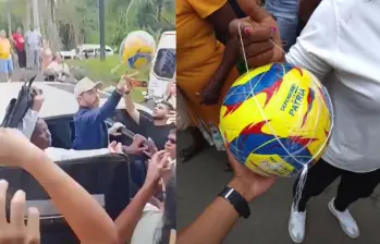 Abelardo de la Espriella entregó balones de fútbol durante su visita a Buenaventura, una de las zonas afectadas por el terremoto del 10 de agosto. El gesto generó críticas entre habitantes que reclaman ayudas para vivienda, agua y reconstrucción. FOTO: Redes sociales.