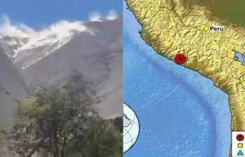 Videos difundidos tras el terremoto de magnitud 7,2 registrado este jueves en Perú mostrarían un posible deslizamiento en una zona montañosa de Ayacucho. FOTO: Redes sociales, SGC.