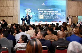 El ministro de Salud, Guillermo Jaramillo, durante la presentación del “Plan de Estabilización de Giros a la Red Pública”. FOTO CORTESÍA