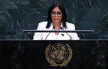 Delcy Rodríguez, presidenta interina de Venezuela, durante su intervención en la Asamblea General de la ONU: FOTO: AFP