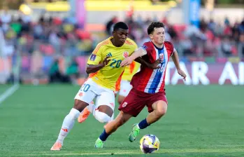 La Selección Colombia depende de sí misma para lograr su clasificación a los octavos de final del Mundial Sub-20-2025. En la imagen, Joel Canchimbo (20), quien generó peligro cuando entró al campo en el segundo tiempo. FOTO: Tomada de X @Alfred_Balle