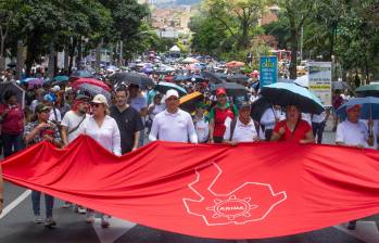 Maestros de Antioquia durante una movilización el pasado 30 de agosto. Foto: Esneyder Gutiérrez