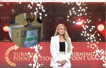 Erika Kirk asumió el liderazgo de Turning Point USA tras el asesinato de su esposo, Charlie Kirk, fundador de la organización conservadora. FOTO: AFP, Camilo Suárez. 