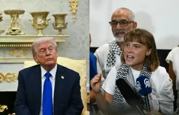 Trump llamó “alborotadora” a Greta Thunberg por unirse a la flotilla hacia Gaza; ella le respondió con gracia. FOTO: AFP 
