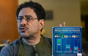 La imagen que pone a Iván Cepeda como ganador en primera vuelta con el 53 % fue manipulada. Fotos: AFP y redes sociales