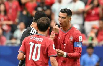 Cristiano se mostró enfadado en el partido de Portugal ante Congo. FOTO AFP