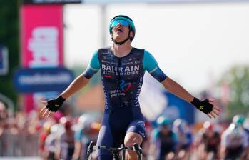 El ciclista belga Alec Sagaert celebra su victoria en la etapa 12 del Gito de Italia 2026. Foto: tomada del x de @giroditalia