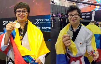 Nicolás Vélez (izquierda) y Daniel Restrepo, deportistas antioqueños de Para Taekwondo. FOTOS CORTESÍA