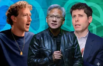 Seis grandes empresas tecnológicas están apostando US$664.000 millones por ser dueñas de la inteligencia artificial. En la foto: Mark Zuckerberg, director ejecutivo de Meta; Jensen Huang, CEO de Nvidia; y Sam Altman, director ejecutivo de OpenAI.