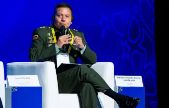 El director de la Policía, general William Oswaldo Rincón Zambrano, durante su participación en la Asamblea General de Interpol en Marruecos. FOTO: CORTESÍA DE LA POLICÍA.