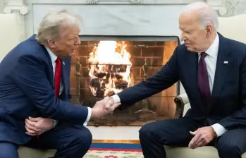  Joe Biden con Donald Trump tras las elecciones presidenciales de 2024. FOTO: AFP