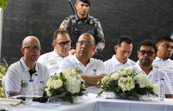 En la imagen, varios de los cabecillas que fueron incluidos en la resolución de la Fiscalía: Rodrigo Henao Acevedo, alias Perica; Juan Fernando Álvarez, alias Juan 23; Gustavo Pérez, alias El Montañero, y Andrés Dimaría o Edilberto Oliveros Correa, alias Mundo Malo. Foto: Manuel Saldarriaga Quintero.