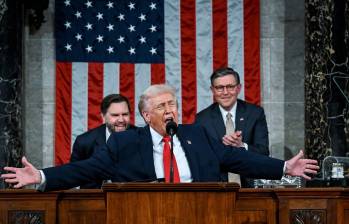 Donald Trump durante su discurso del Estado de la Unión de este martes. FOTO: AFP.