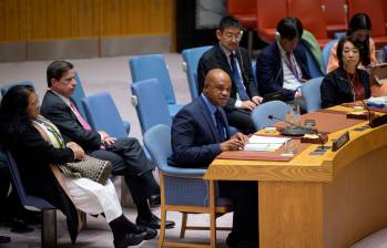 El canciller de Colombia, Luis Gilberto Murillo, durante su intervención ante el Consejo de Seguridad de la ONU. FOTO CORTESÍA