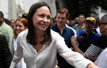 October 22, 2023, Caracas, Distrito Capital, Venezuela: La candidata Maria Corina Machado a su salida del centro de votación de Las Acacias, Caracas. Foto: Europa Press