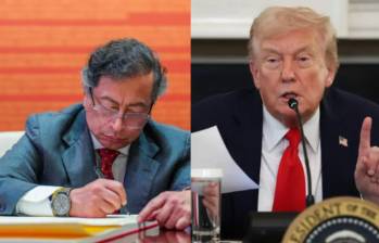 El presidente Gustavo Petro respondió a las acusaciones del presidente de Estados Unidos, Donald Trump tras acusarlo de promover el narcotráfico en Colombia. FOTO: presidencia, AFP. 