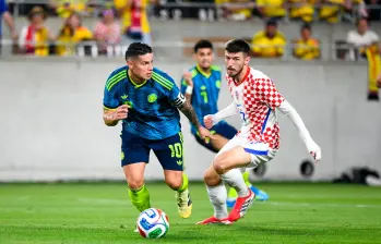 El volante colombiano James Rodríguez disputó 62 minutos en la derrota 1-2 de Colombia contra Croacia. Foto: Getty