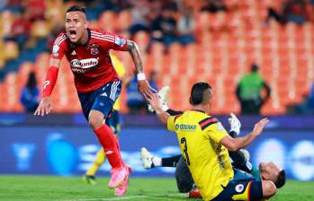 El delantero Jaime Peralta, de 18 años, anotó el gol del triunfo 1-0 del Medellín contra Pasto en la fecha 9 de la Liga Betplay 2024-1. FOTO: MANUEL SALDARRIAGA 