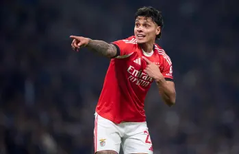 Richard Ríos se encuentra en etapa de recuperación y es duda del Benfica frente al Real Madrid. FOTO : GETTY