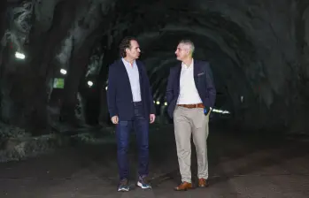 El alcalde Federico Gutiérrez y el gobernador Andrés Julián Rendón en la puesta en marcha de las obreas del segundo Túnel de Oriente. Fecha de evento: 21/08/2024. Foto: Manuel Saldarriaga Quintero.