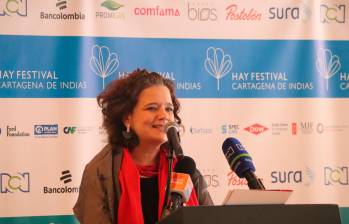 Cristina Fuentes La Roche en la presentación del Hay Festival 2024 en la Embajada Británica en Colombial. FOTO cortesía