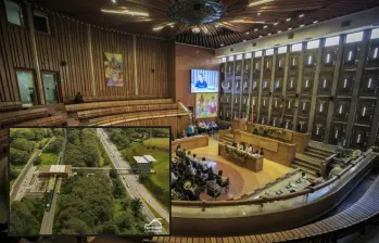 Imagen de referencia de la Asamblea departamental de Antioquia. Adelante, una de las futuras estaciones del tren hacia Barbosa. Foto: Andrés Camilo Suárez Echeverry y Cortesía.