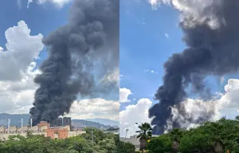 Aspecto del incendio que se desató en Itagüí. FOTO: Cortesía