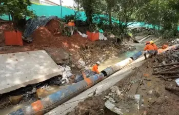 Trabajos adelantados en la quebrada Altavista en su paso por Belén. FOTO: Cortesía