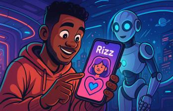 La app RIZZ usa IA para ayudar a redactar mensajes románticos, evitar silencios incómodos y fortalecer vínculos amorosos. FOTO EL COLOMBIANO-creada con IA