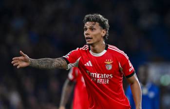 Richard Ríos, de 25 años, no contó con suerte este martes en Champions y con su autogol Benfica ya suma dos derrotas en la Champions. FOTO: GETTY