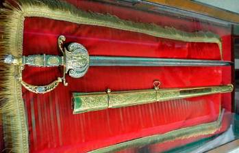 La espada de Bolívar fue llevada a la posesión por orden del presidente Gustavo Petro. FOTO: CORTESÍA