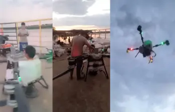 Un joven dentro de un compartimiento de un dron alcanzó a estar en el aire por más de un minuto. Foto: Captura de video @ColombiaOscura