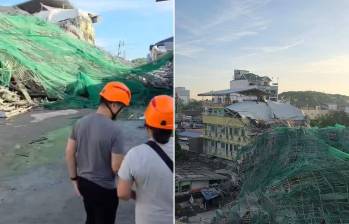 Edificio en construcción de 9 pisos colapsó en Filipinas y dejó tres muertos y varios desaparecidos. FOTOS: Tomada de X @adnnoticiasmx - captura de video