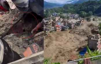 El 26 de agosto, una avalancha provocada por el colapso de un glaciar arrasó zonas de Nepal y China, dejando cientos de muertos, miles de desaparecidos y graves daños. Foto: Nepal Police / captura de pantalla video