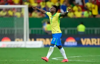 Vinícius, entre las figuras de Brasil en Norteamérica-2026. Anotó este sábado su gol 50 con su selección. FOTO AFP
