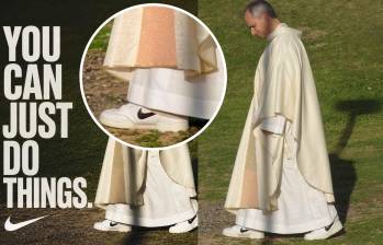 ¡No es IA! El papa León XIV apareció usando tenis Nike junto a sus vestiduras clericales. Foto: Vatican Media / redes sociales