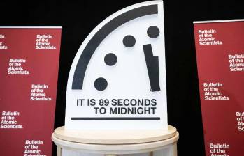 El Reloj del fin del mundo que marca 89 segundos para la medianoche. FOTO: AFP