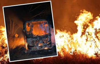 La incineración del vehículo ocurrió mientras el Tolima enfrenta una emergencia por los incendios forestales. Foto: red social @AdrianaMatizTol / Colprensa