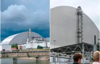 El Nuevo Confinamiento Seguro es una enorme estructura de acero en forma de arco que cubre el reactor número 4 de Chernóbil y contiene su material radiactivo. FOTOS: AFP