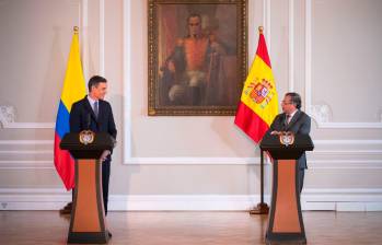 El presidente del gobierno español, Pedro Sánchez, fue el segundo mandatario en visitar a Gustavo Petro en la Casa de Nariño. FOTO: CORTESÍA PRESIDENCIA