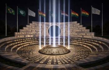 El proyecto contará con un ágora circular para actos conmemorativos, un muro de placas memoriales y 71 haces de luz que en la noche se proyectarán hacia el cielo, además de un parque de banderas en honor a la fraternidad entre naciones. Foto: cortesía Alcaldía de La Unión.