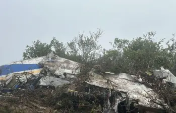 Así quedó el avión de Satena siniestrado en Norte de Santander. Foto: redes sociales 