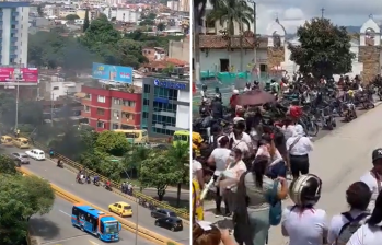 Los motociclistas se han tomado la ciudad y argumentan que el agente de tránsito causó la muerte del hombre. FOTO: Captura de video @ColombiaOscura
