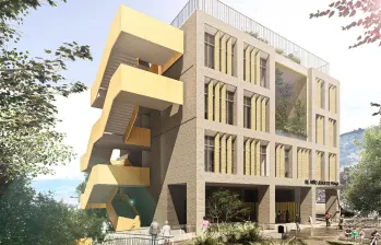 Se espera que así luzca el megacolegio Niño Jesús de Praga, que estará ubicado en la Comuna 8 Villa Hermosa. FOTO Alcaldía de Medellín. 