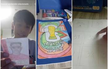 Su historia, capturada en un video de TikTok que ya es tendencia global, muestra cómo el ingenio puede superar cualquier barrera comercial cuando la pasión por el fútbol es la que dicta los trazos. FOTO: Captura de video de redes sociales @creativo_huggy01